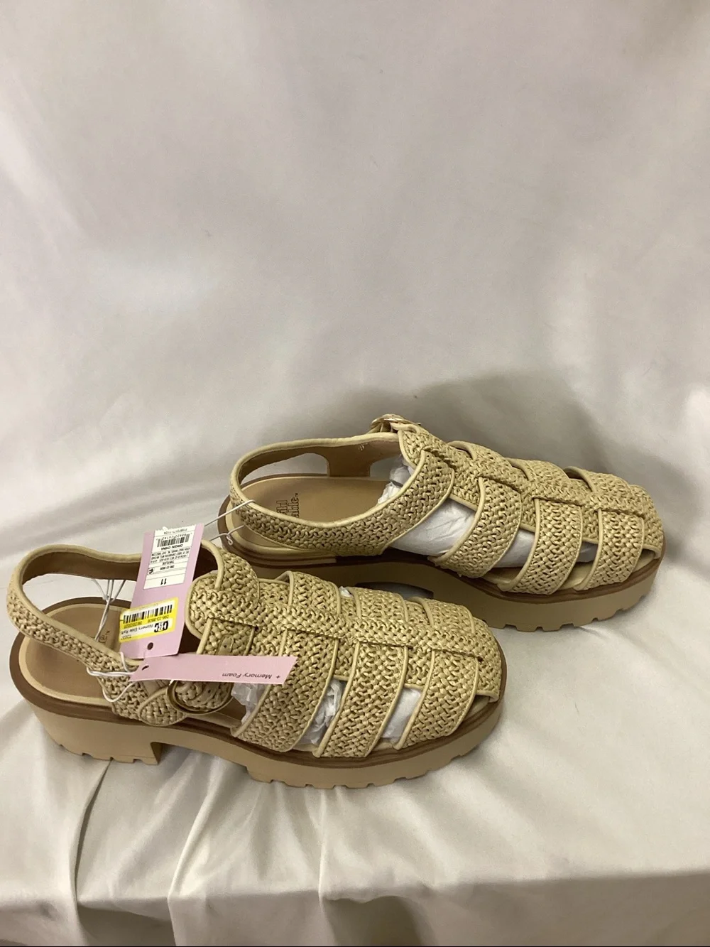 Elide Raffia Fisherman Platform Heels - Wild Fable - tan - new